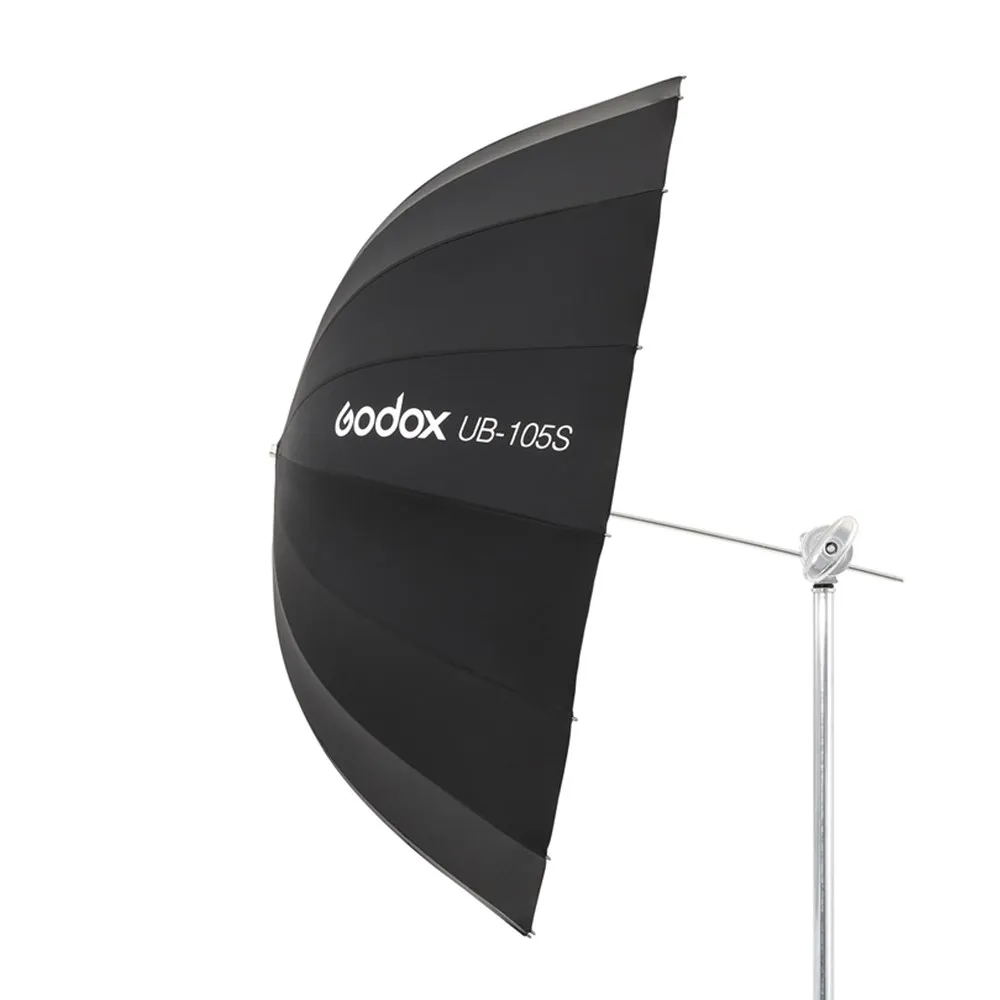 Godox UB-105S 41 인치 105cm 포물선 검정색 반사 우산 스튜디오 라이트 우산, 블랙 실버 디퓨저 커버 천 포함