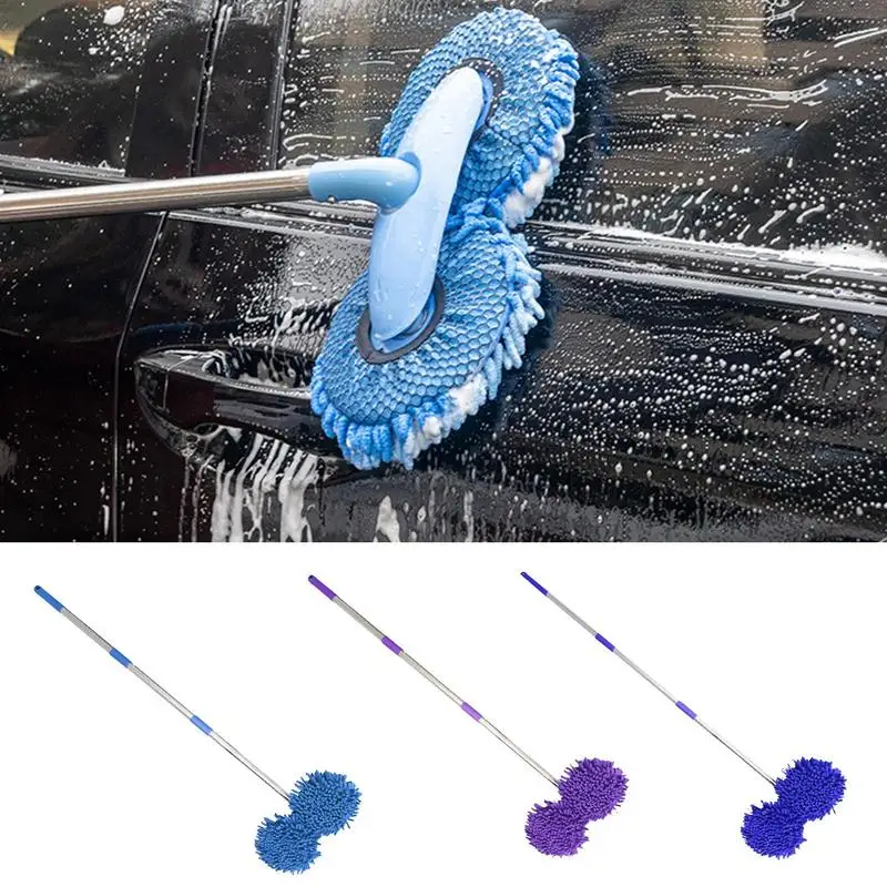 

Car Wash Brush With 2 Head Flexible Rotation Auto Wash Mop Multifunctional Cars Care Cleaning Tools For All Automobiles
