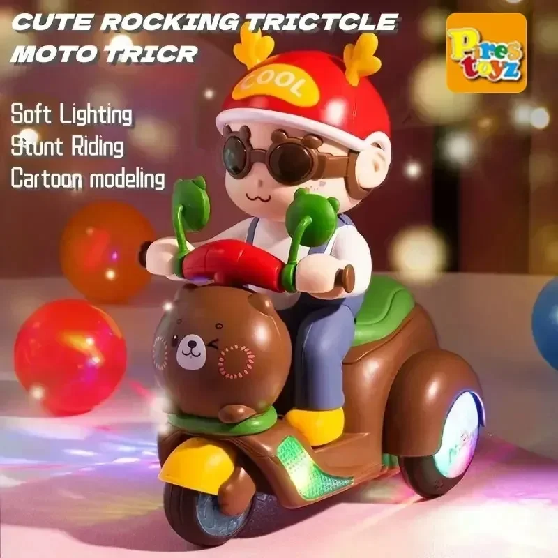 

Children Toys Bear Electric Stunt Motorcycle 360 ° Rotating with Light Music Interactive New Year Christmas Gift Toys for Kids