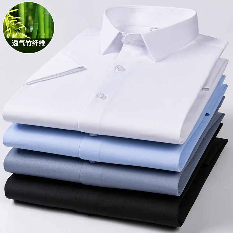 

New Stretch Bamboo Fiber Men's Shirt Traceless No Ironing Comfortable Long-Sleeved Shirt Casual Business Fashion Men Clothing