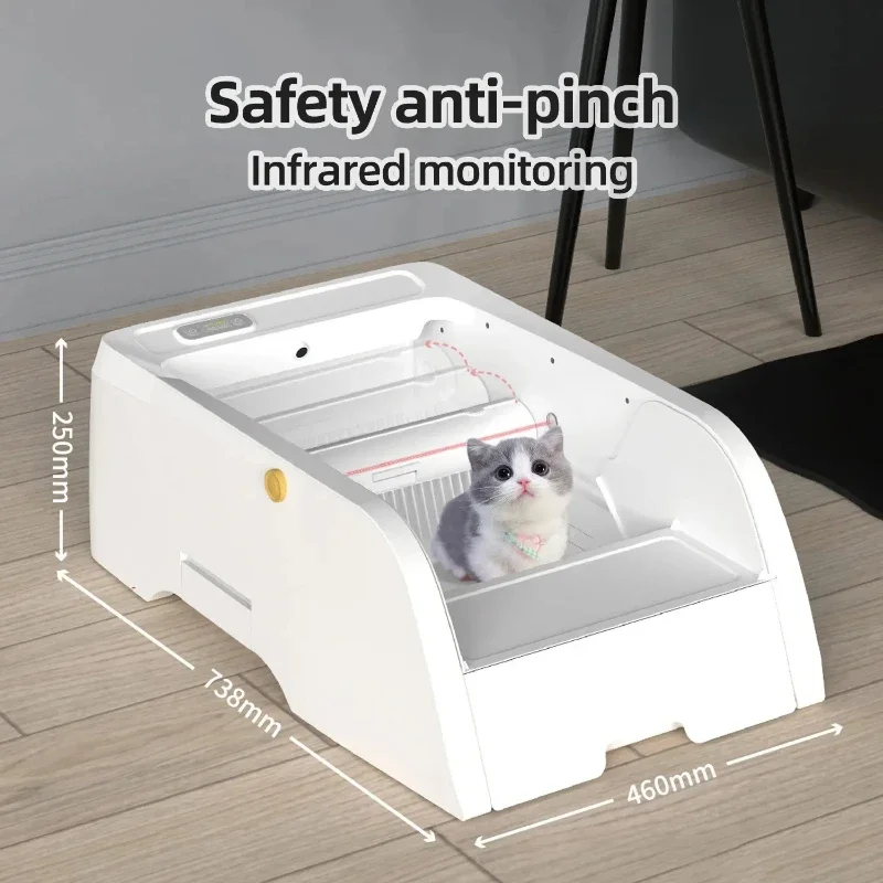 스마트 고양이 화장실 자동 세척 고양이 변기 반 밀폐형 화장실 훈련용 애완용품 앱 연동 냄새 방지 고양이 화장실