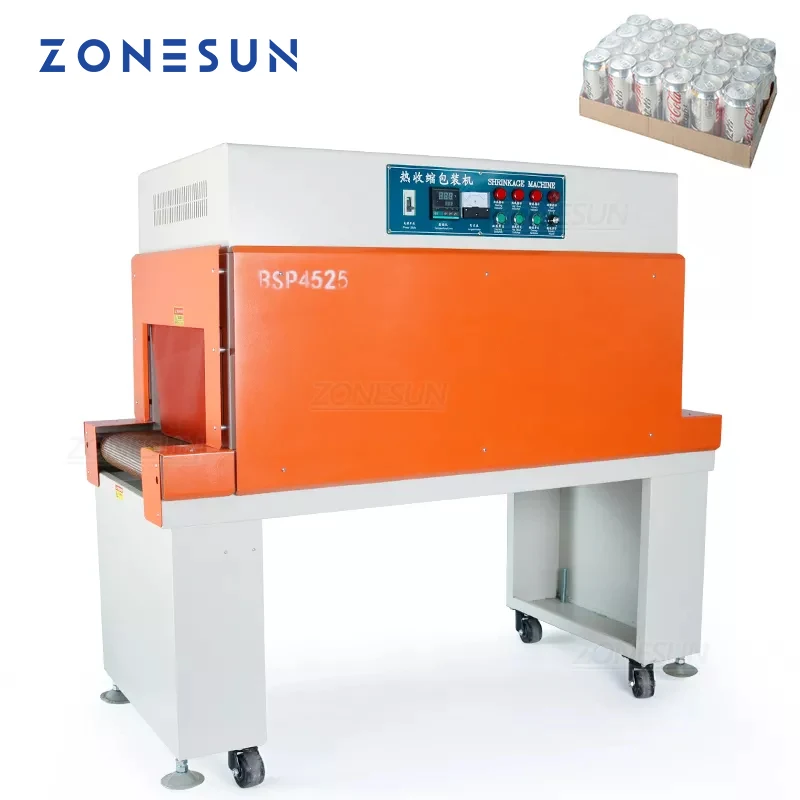 ZONESUN Jet Heat Shrink Film Wrapping Machine Packaging Cosmetics Book Food CD Cookie Card Packing Machine