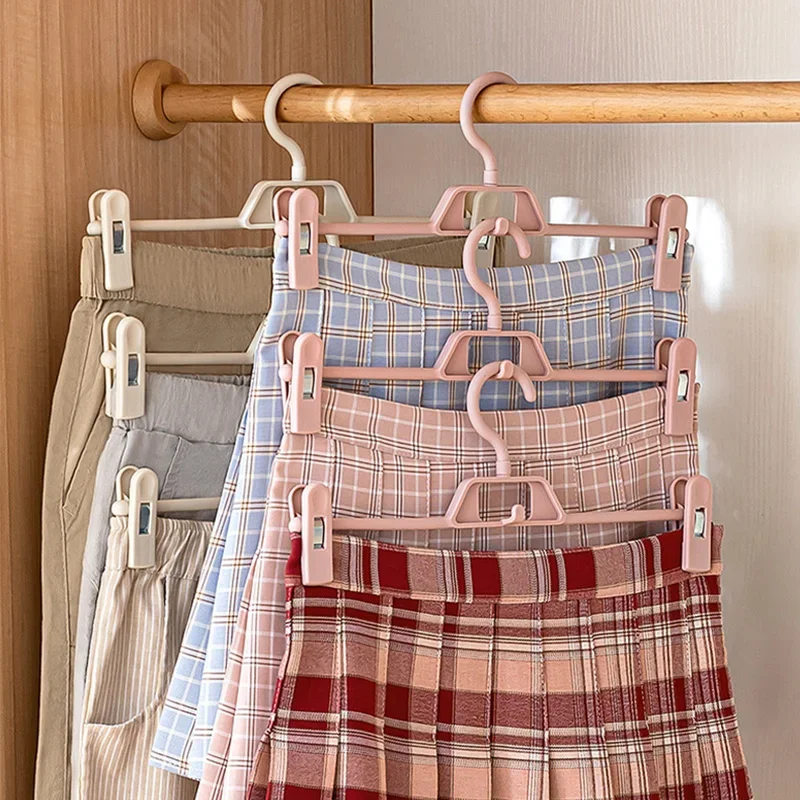 3/6Pcs Pants Skirts Non-slip Clips Hanger Wardrobe Attachable Clothes Organizer Household Space-saving Trousers Drying Racks