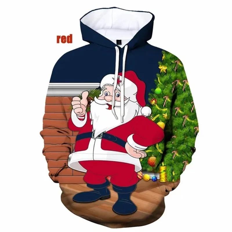 thumbnail image 1 of Sudadera con capucha navideña con estampado 3D de Papá Noel, sudaderas con capucha gráficas para hombres y mujeres, sudaderas de talla grande, sudaderas casuales para hombres, ropa de calle, 1 of 5