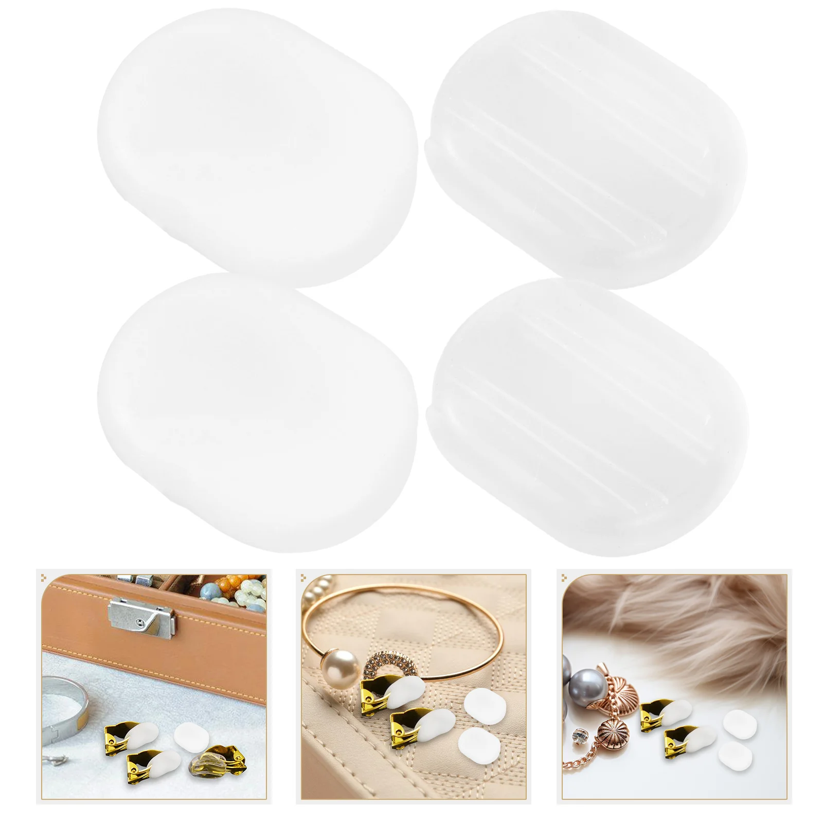 

40 Pcs White Ear Pads Clip Transparent Pain-proof Mat Non-slip Eco-friendly Oval