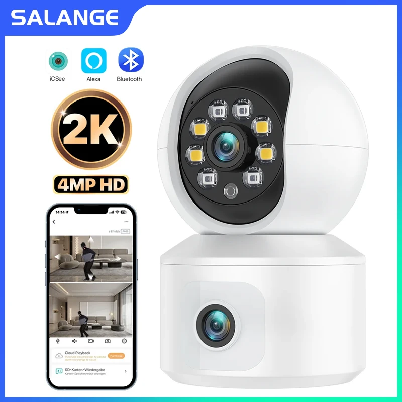 4MP IP Dual Lens Camera WiFi Security PTZ Camera Smart Home Baby Monitor Video Surveillance Camera AI Tracking Two Way Audio Cam