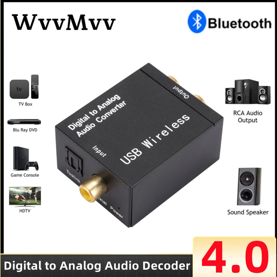 

Цифровой аналоговый аудио преобразователь Bluetooth Toslink коаксиальный сигнал из оптического волокна в RCA R/L аудио декодер оптоволоконный коаксиальный