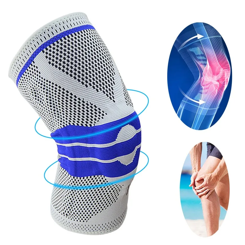 Knee Brace Knee Pad Knee Support Knee Wraps 1Pc Silicone Spring Sports Knee Brace Strap Patella Medial Support Strong Meniscus Compression Unisex Sport Protection Pads
