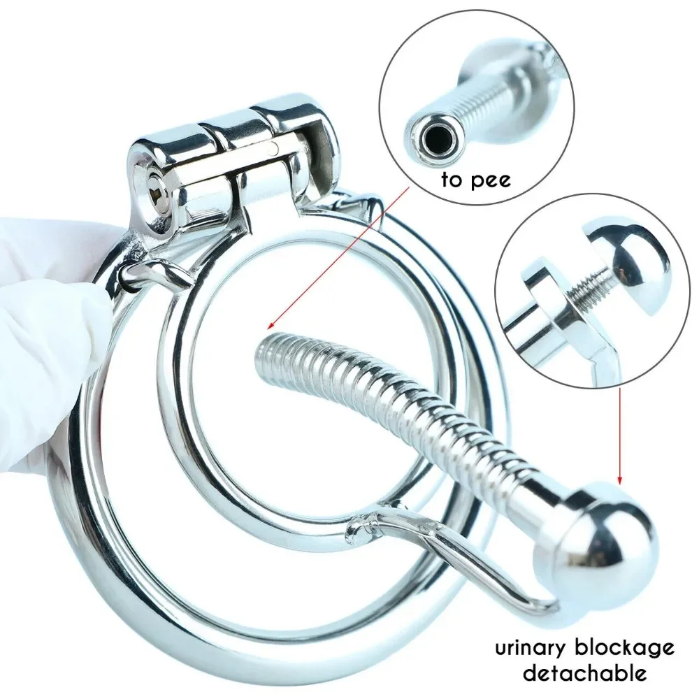 Adult Chastity Cage Lock Toys Penis Urinary Plug Stainless Steel Male Cock Cage Device Cock Ring Sex Toys For Men Chastity Belt