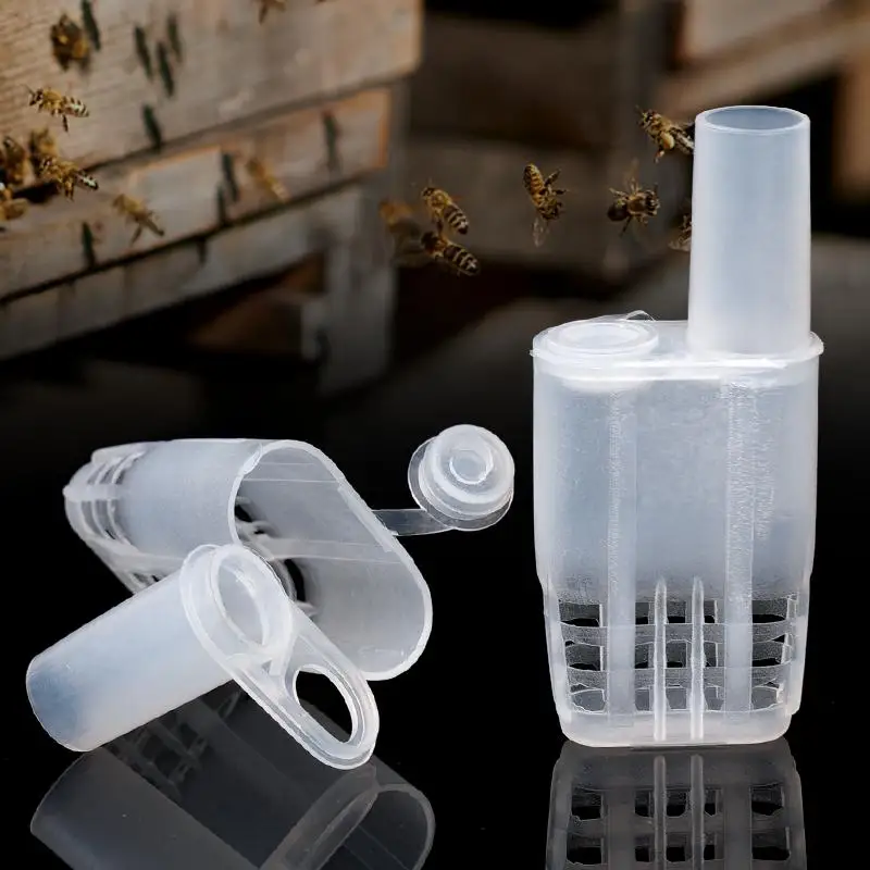 200Pcs Plastic White Bee Queen Cages Beekeeping Bee Marking Cages Transfer Bottle Apiculture Equipment Protection Tools