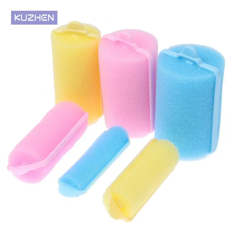 Small/Large Sponge Curls Curly Wavy Curly Professional Styling Foam Soft Sponge Curler Roller Wet Hair Foam Hair Foam Rollers 4 pcs foam paint brushes kids roller graffiti sponge rollers for painting brayer child