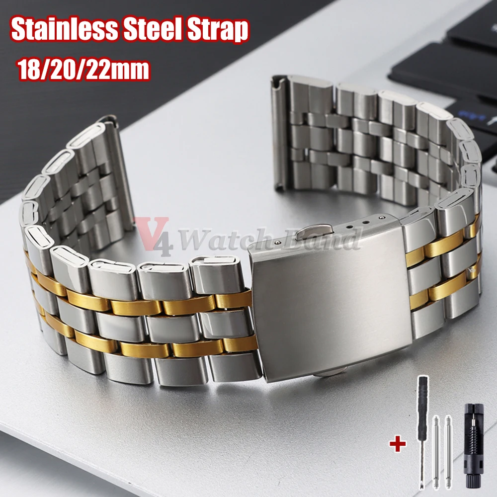 Stainless Steel Five-Bead Hollow Design Smartwatch Bracelet - Silver Gold Finish