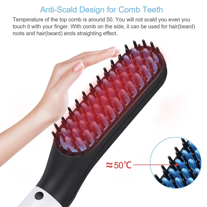 Description Picture 2 of itemPortable High-Quality Professional Mini Ceramic Brush Straightener Beard Comb Beard Straightener Men'S Styling Tool