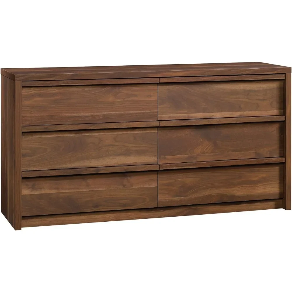 Dresser, length 60.71 inches x width 16.5 inches x height 30.13 inches, with a large walnut wood finish and large capacity