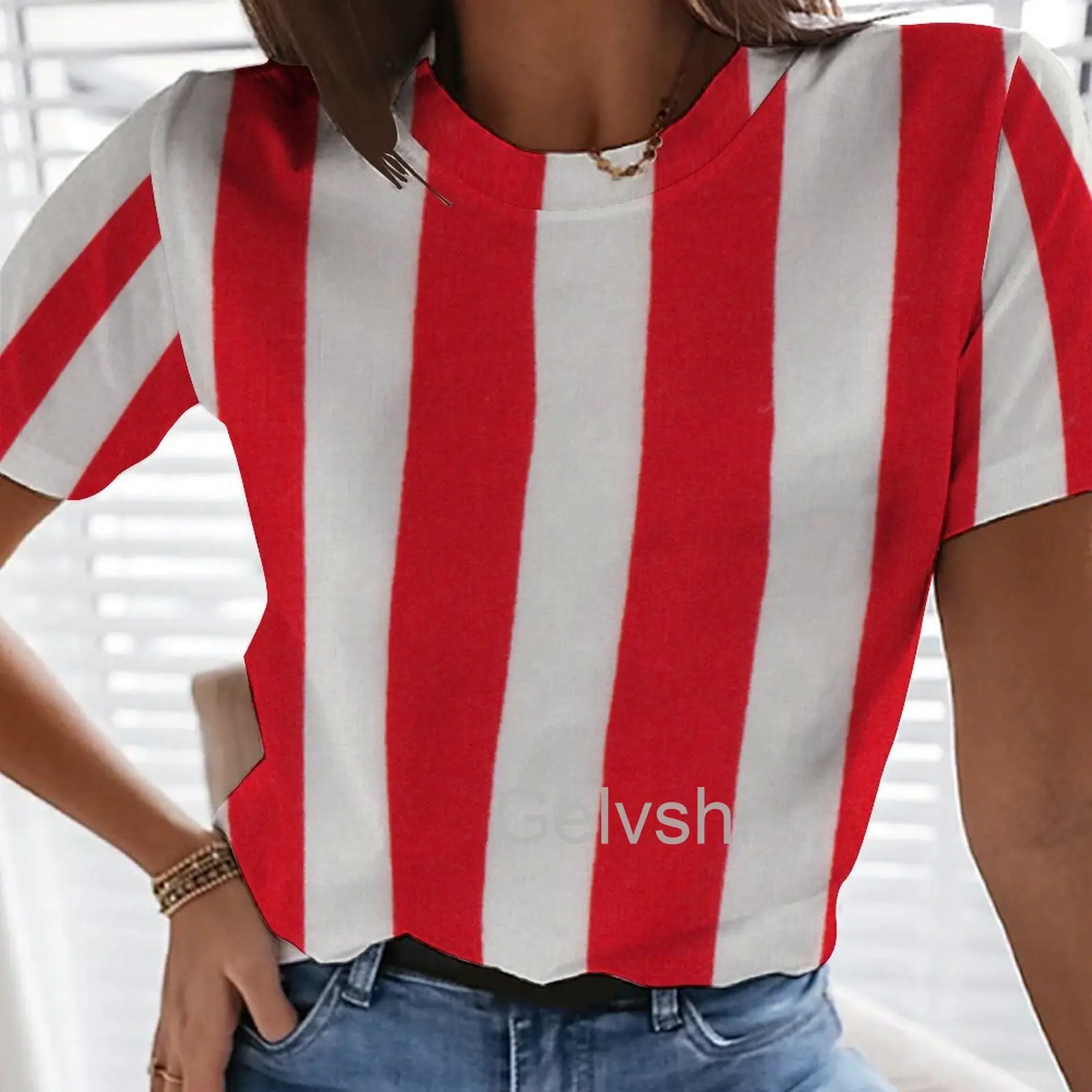 Women's T-shirts Vertical Stripes 3d Printed T Shirt Short-sleeve y2k Clothes Harajuku O-Neck Tshirt Vintage Casual Female Tops cool t shirts Tees