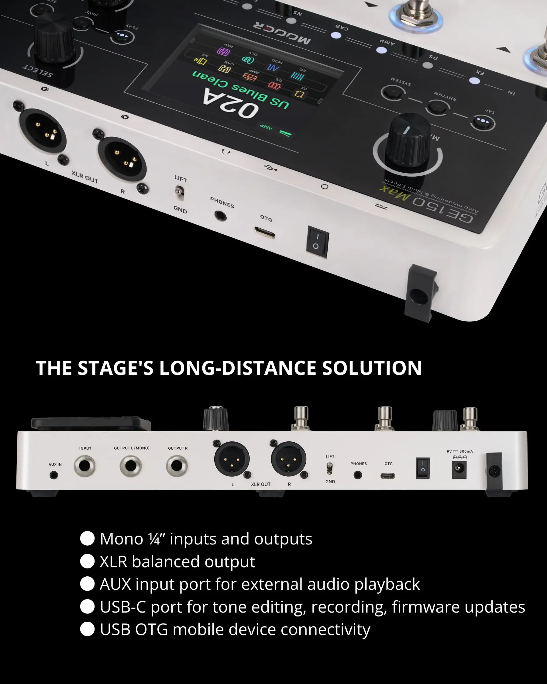 MOOER GE150 MAX Guitar Multi Effects Processor 55 Amp Models 8 Footswitches 3.5" Color LCD Drum Machine Looper for Electric