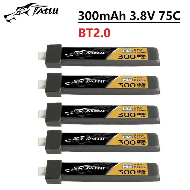 TATTU 3.8V 300mAh 75C Batterie LiPo BT2.0 pour RC Drone FPV