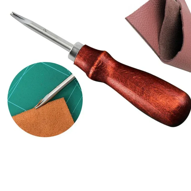 Leather Craft Tool 1pc Leather Edge Beveler Skiving Beveling Knife Cutting Wood Handle DIY Sewing