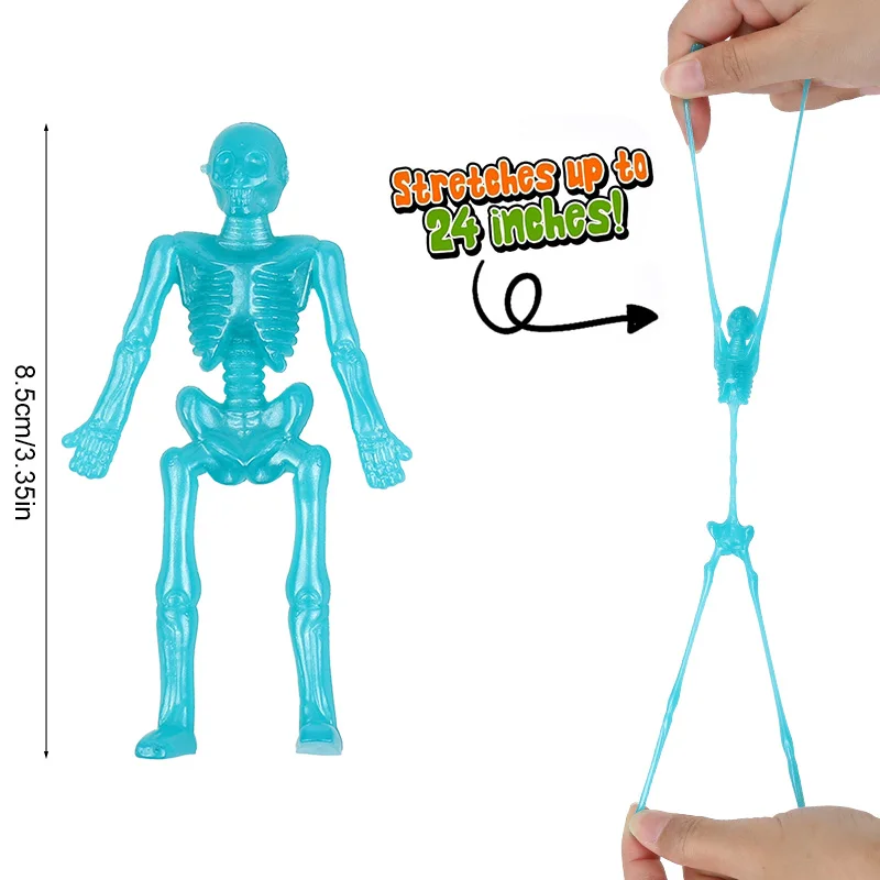 10/20Pcs Stretchy Skeleton Funny Sticky Toys Kids Halloween Birthday Party Favors Trick or Treat Gifts Goody Bag Pinata Fillers