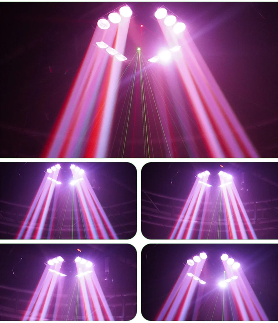 New 12Pcs RGB Spider Laser Light Led Beam Disco Projector Stage Light 3In1 Strob
