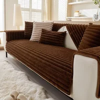 Imitation Rabbit Plush Thickened Winter Sofa Cushion Non-Slip Leather Sofa Full Cover Cover Cloth Towel 1