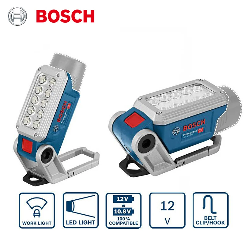 

Bosch GLI 12V-330 Professional Cordless Light LED Brightness Setting Versatile Worklight With 330 Lumens Magnetic Flexible Lamp