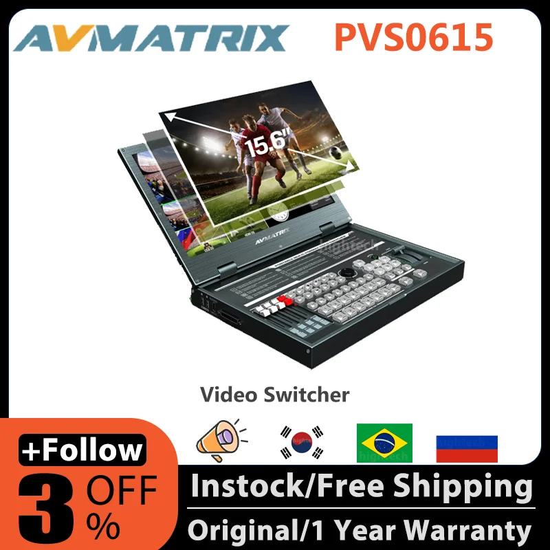 AVMATRIX PVS0615 Multi-Format Video Switcher Portable Mixer with 15.6 ...
