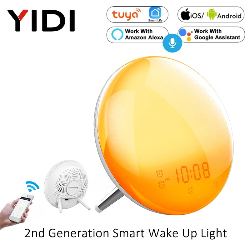 Wifi Smart Wake Up Light Alarm Clock Wireless Remote Control Tuya Sunrise Sunset Simulation 4