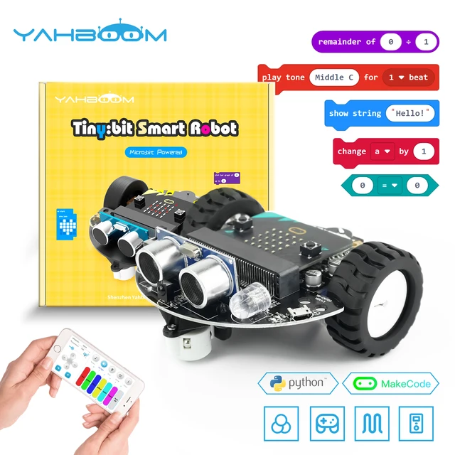 Yahboom Microbit Robot Car Programmable Robotic Kit For BBC Microbit V2 V1 for STEM Coding Education with 18650 Battery CE RoHS 1