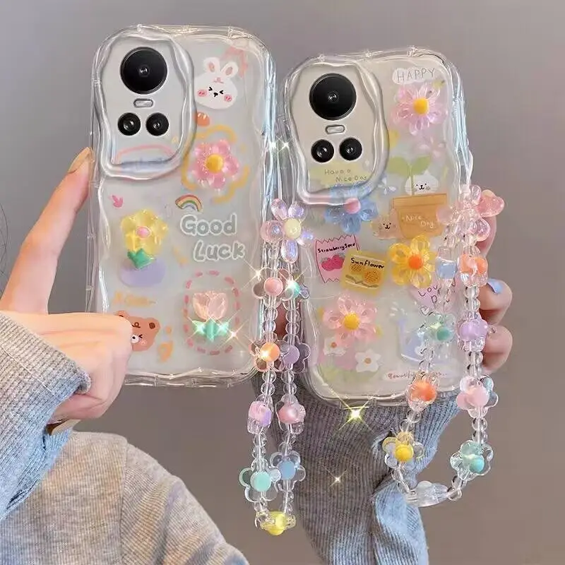 Enhanced 3D Flower Animal Phone Case with Chain