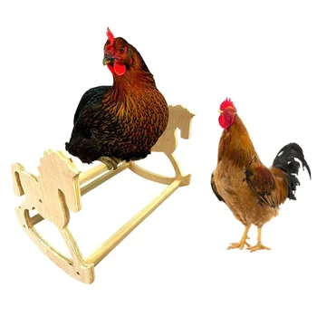 Chicken Roosting Bar Perch Rocking Horse Bird Toy for Coop Strong Wooden Chicken Swing Ladder for Parrots Baby Chicks Coop Chook 2