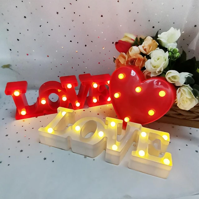 Regalo De Cumpleaños De Inicio Figuras Decorativas Adornos LED De Luz De  Lámpara De Cartas De Amor Salón Dormitorio Disposición Decoración Valentín  De 29,37 €