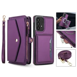 Elegant Leather Multi - Functional Wallet Phone Case with Lanyard Attachment - Samsung A16 (4G 5G) (Purple)