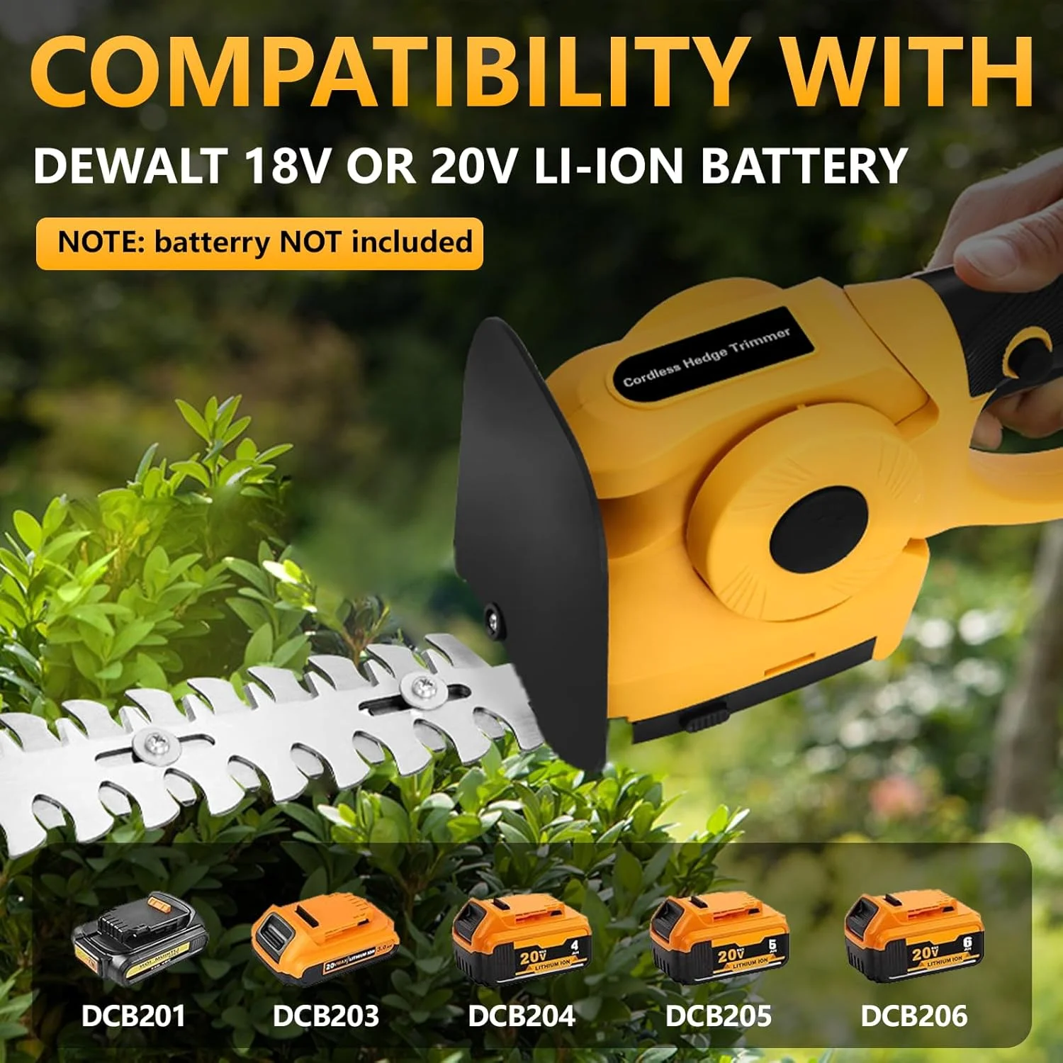 2 in 1 Handheld Cordless Hedge Trimme Electric Grass Trimmer 1500RPM for Garden, Lawn for DE-Walt 20V MAX Battery 2