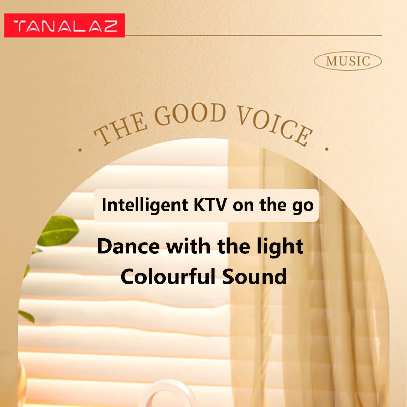 TANALAZ K32 마이크 사운드 올인원 무선 블루투스 홈 KTV 전체 주파수 대형 스피커 크림 화이트 듀얼 마이크