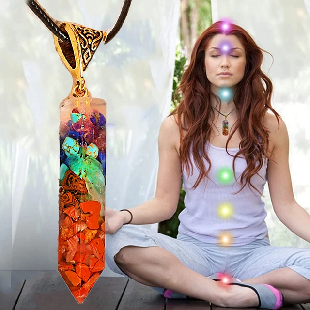 7 Chakra Reiki Heilung Yoga Naturstein Anhänger Halskette Unisex