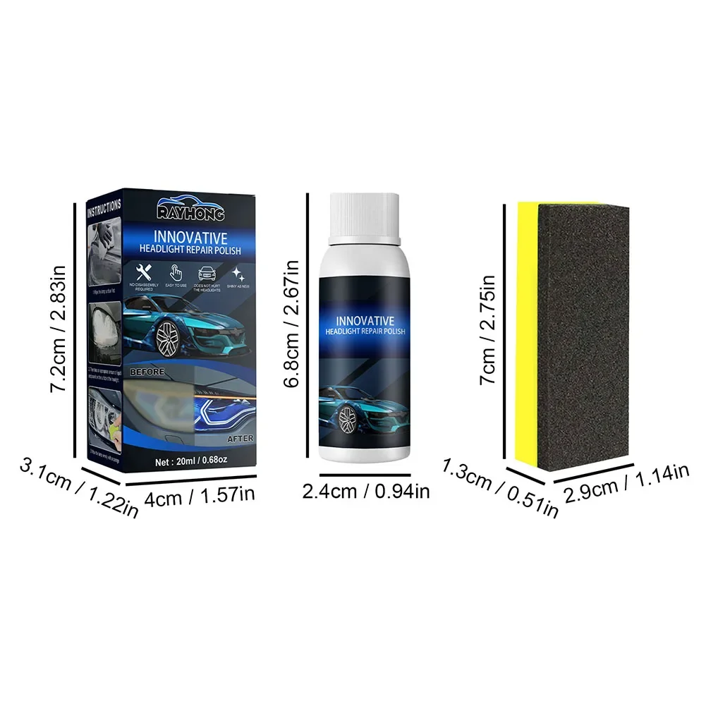 Car Headlight Polishing Agent Scratch Remover Repair Fluid Light Coating Renewal Cleaner Polishes Care Set Auto Fix