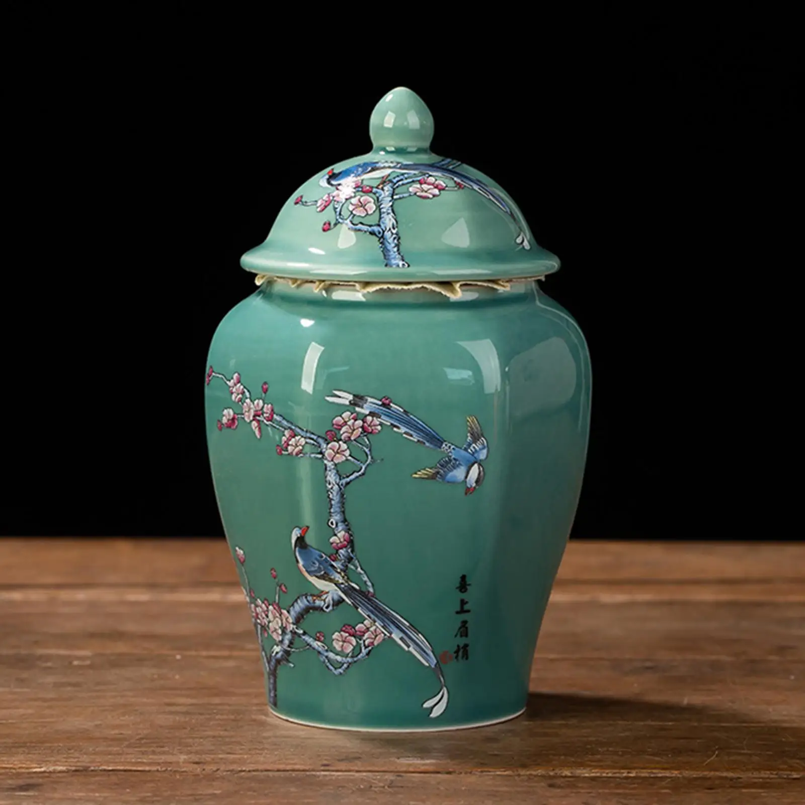Ceramic Ginger Jar Chinese Vintage Style Gift Decorative Chinoiserie Vase for Countertop Office Party Home Decor Tea Storage ceramic storage jar