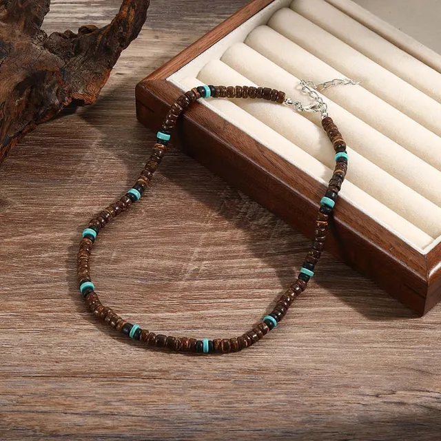 Beaded Necklace with Turquoise and Silver