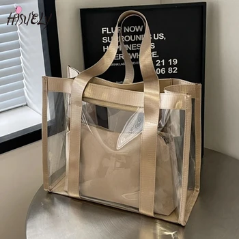 Borse a Spalla HISUELY per Donne in PVC Trasparente Impermeabile Grande Capacità Shopper da Spiaggia 2026 Nuova Ultima Borsa Estiva