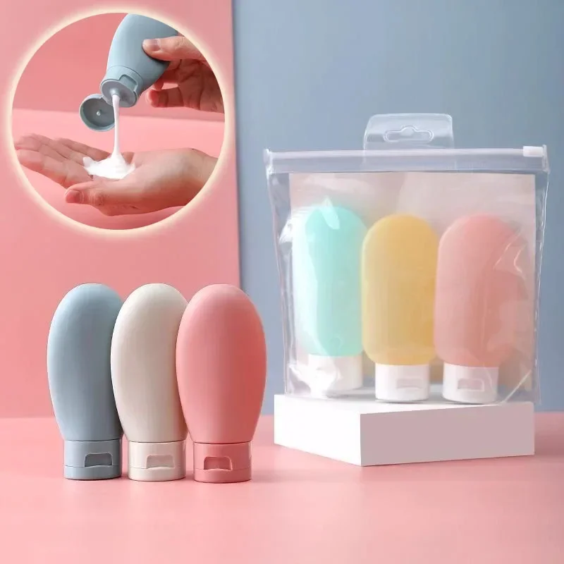 3Pcs/Set Refillable Bottle 60ml Soft PE Silicone Lotion Container Squeeze Tube Empty Bottle Portable Travel Shampoo Bottle