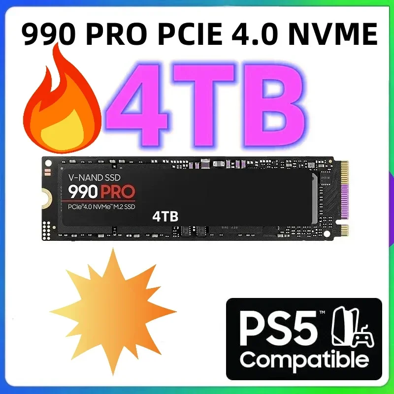 

Original Brand 990PRO 1TB 2TB 4TB SSD M2 2280 PCIe 4.0 NVME Read 10000MB/S Solid State Hard Disk for Game Console/laptop/PC/PS5
