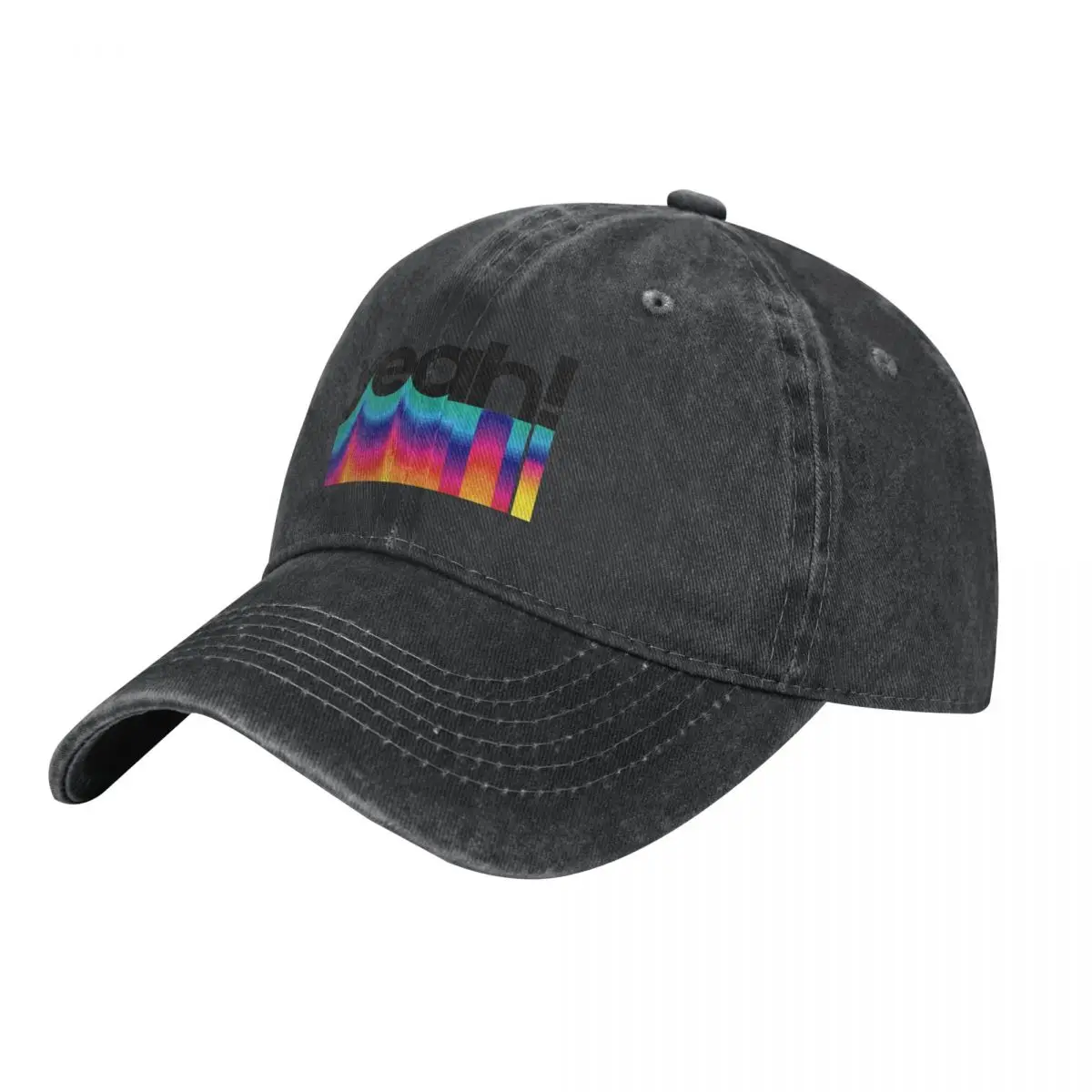 

yeah! rainbow typography Cowboy Hat foam party Hat black Men's Luxury Women's