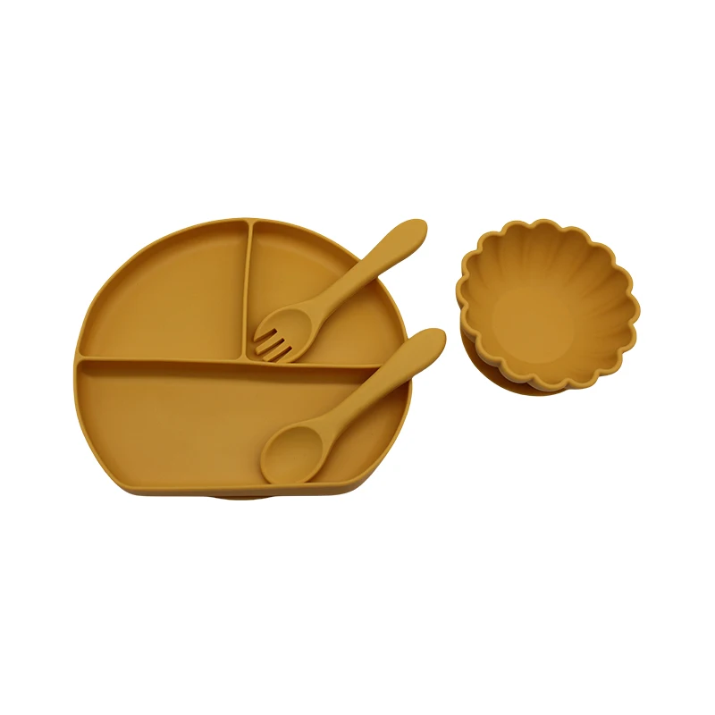 Children's Dinner Plate Compartment Tray Infant Suction Cup Autonomous Eating Training Bowl and Plate Complementary Tableware