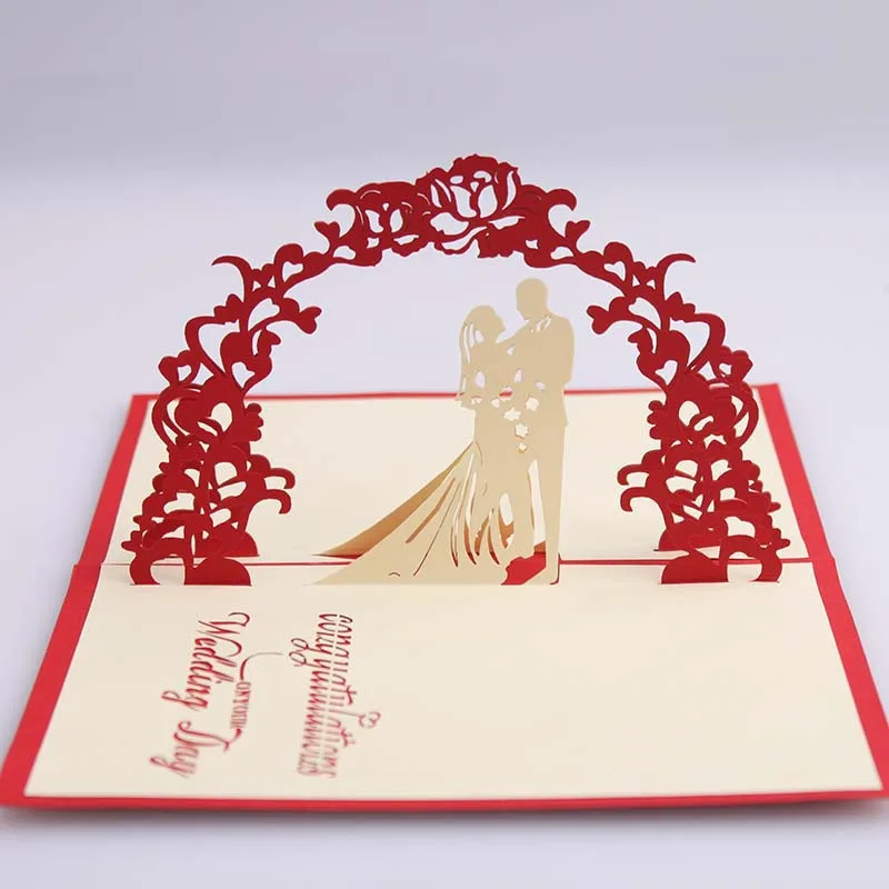 3D Wedding Card Pop Up Valentine's Day Card Wedding Anniversary Gift with Envelope Invitation