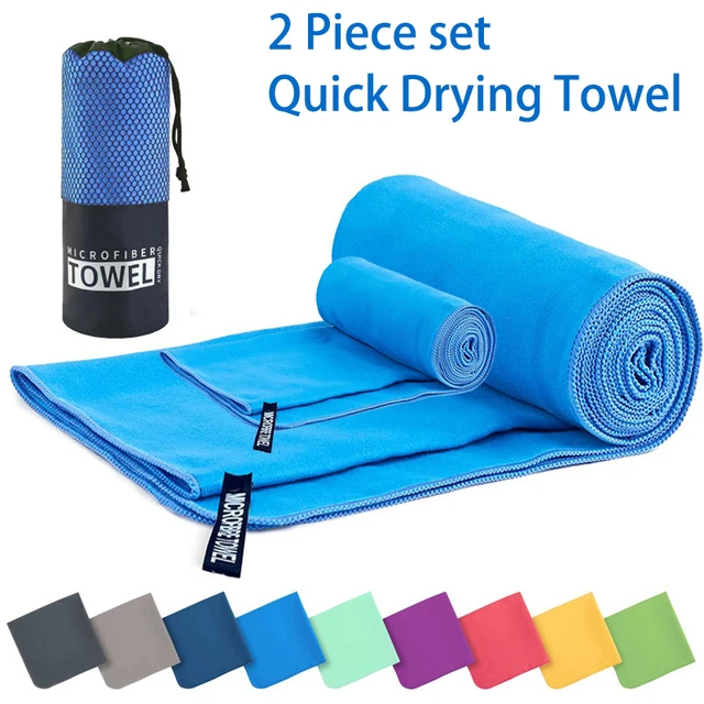 2-pcs Microfibre set sports towel fitness swimming towel body bath towel canbeused for yoga running camping beach WashclothTowel