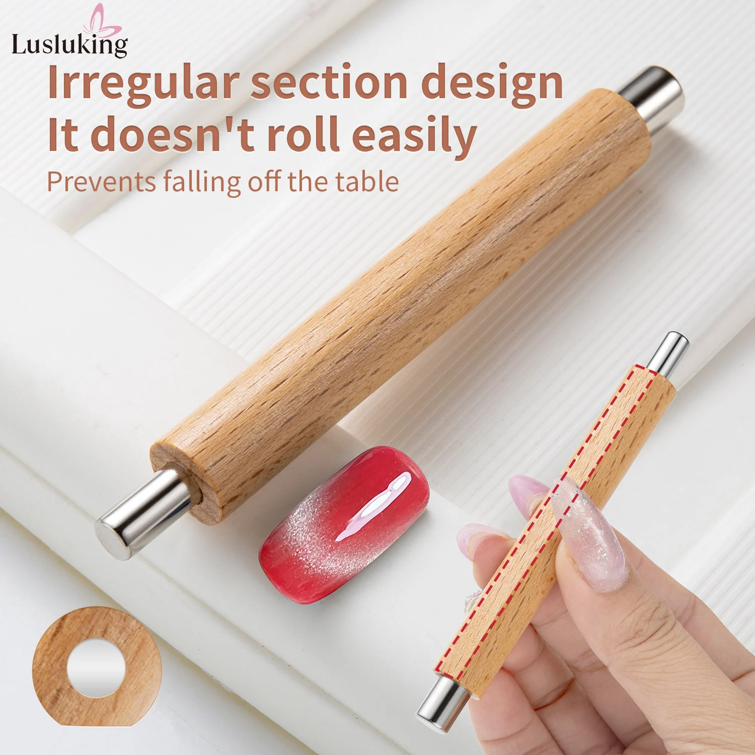 Magnetic Nail Art Tools 1pc Nail Art Magnetic Stick Cat Eye Magnetic Rod Wooden Handle Cylindrical UV Gel Magnet Double End Design