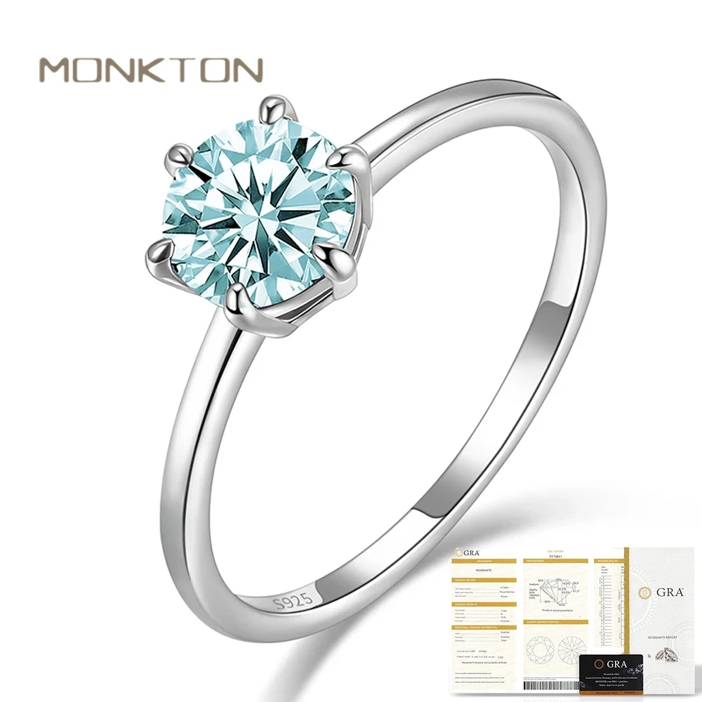 

Monkton 1Ct D Color Moissanite Rings for Women Luxury S925 Sterling Silver Engagement Wedding Rings with GRA Certificate