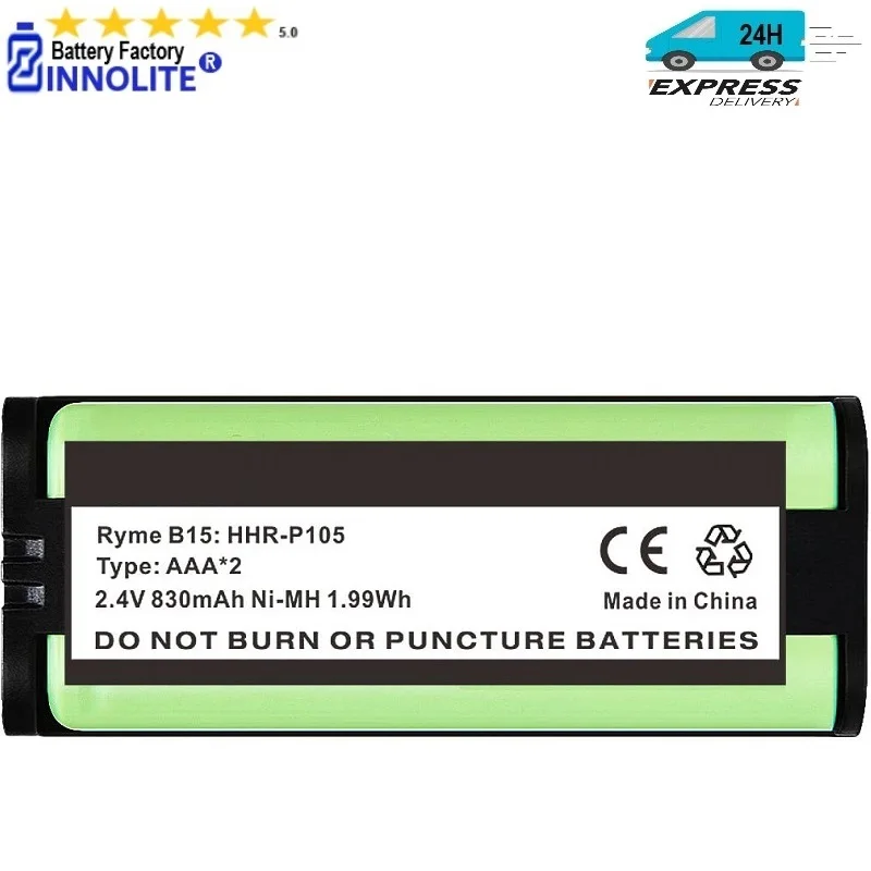Batteria Hhr-P105 2.4V Ni-Mh Compatibile Con Panasonic Hhr-P105A Kx-Tga571 Kx-Tga242 Kx-Tg5777 Telefono Cordless Home Handset