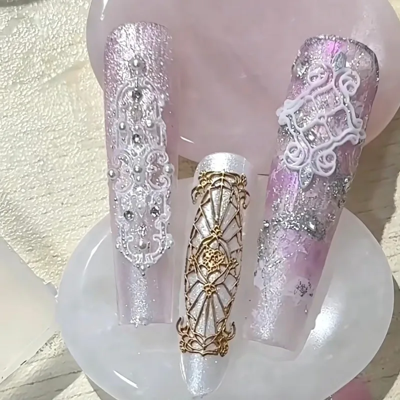 새로운 1개 3D 아크릴 몰드 프렌치 목걸이 보석 사진 프레임 바로크 하트 네일 아트 장식 DIY 실리콘 네일 몰드